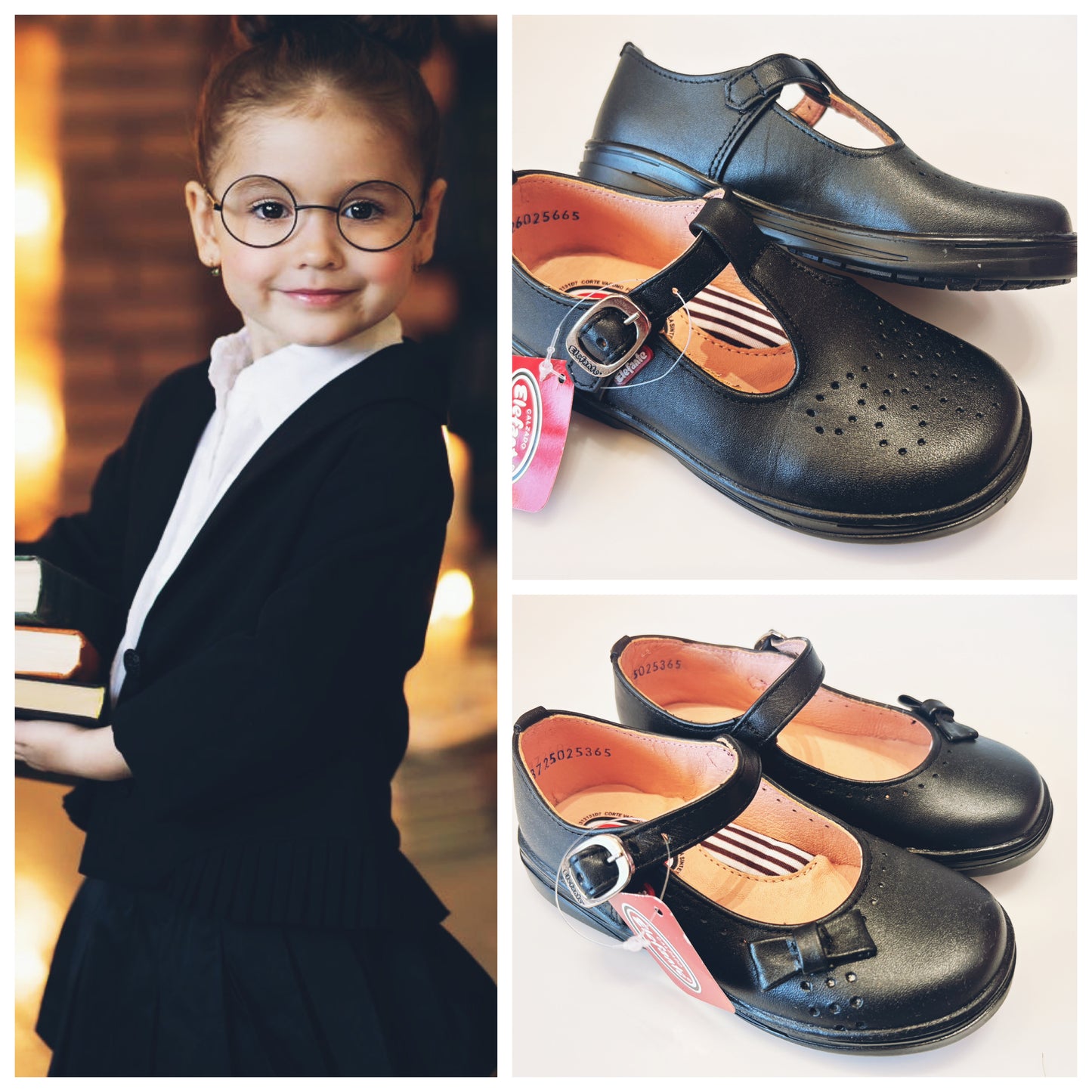 ZAPATO ESCOLAR ELEFANTE 13725  PIEL NEGRO MOÑO