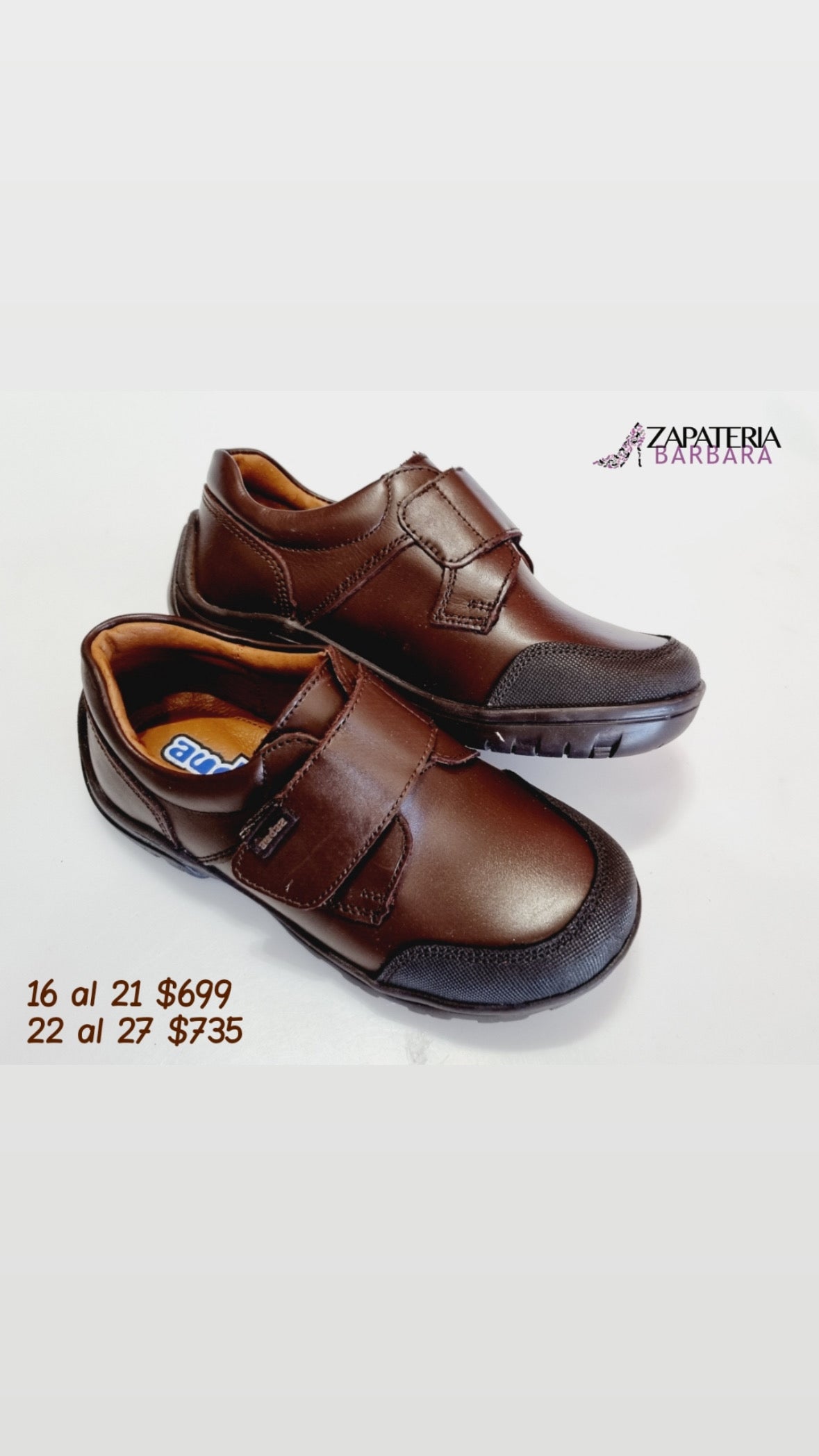 ZAPATO 163912 ESCOLAR PIEL CAFE CON PUNTA ANTIRRASPONES AUDAZ