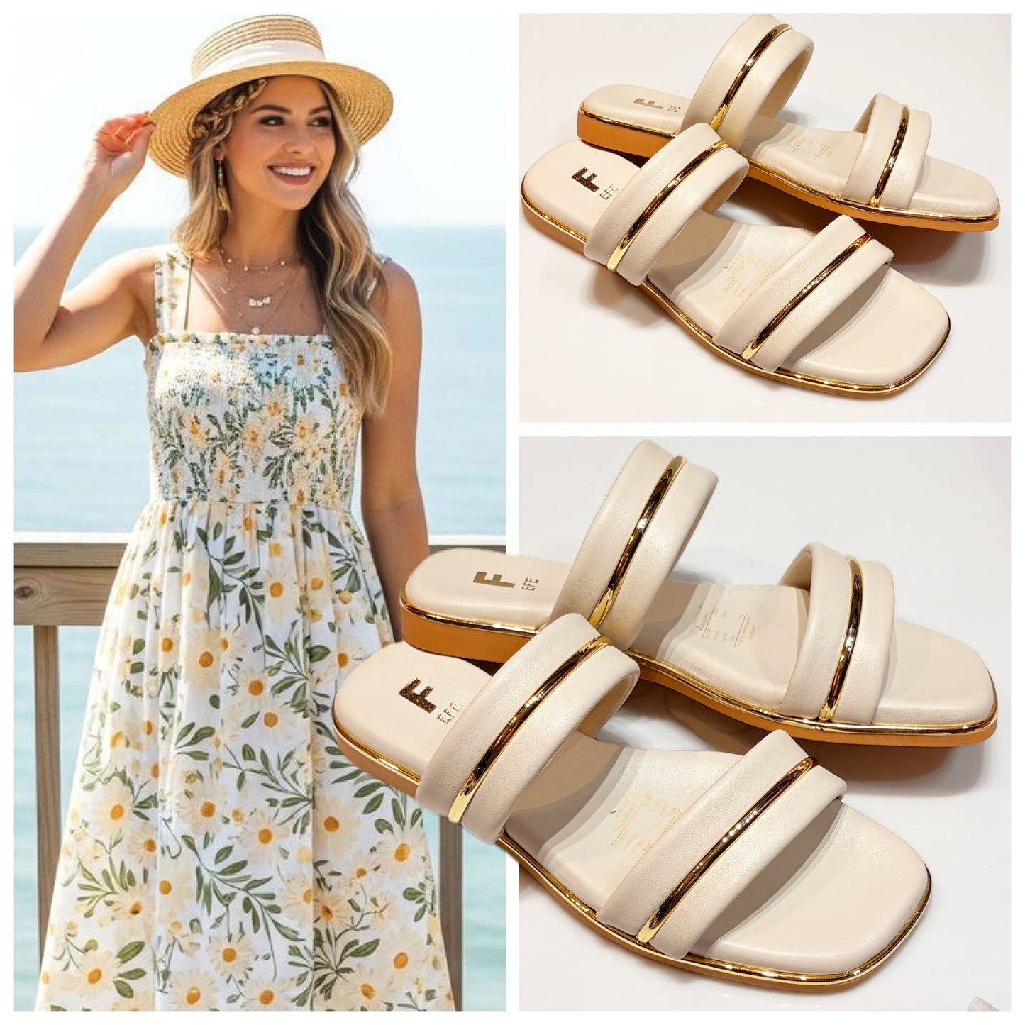 SANDALIA CRIS 165602 EFE BEIGE ACOLCHADA