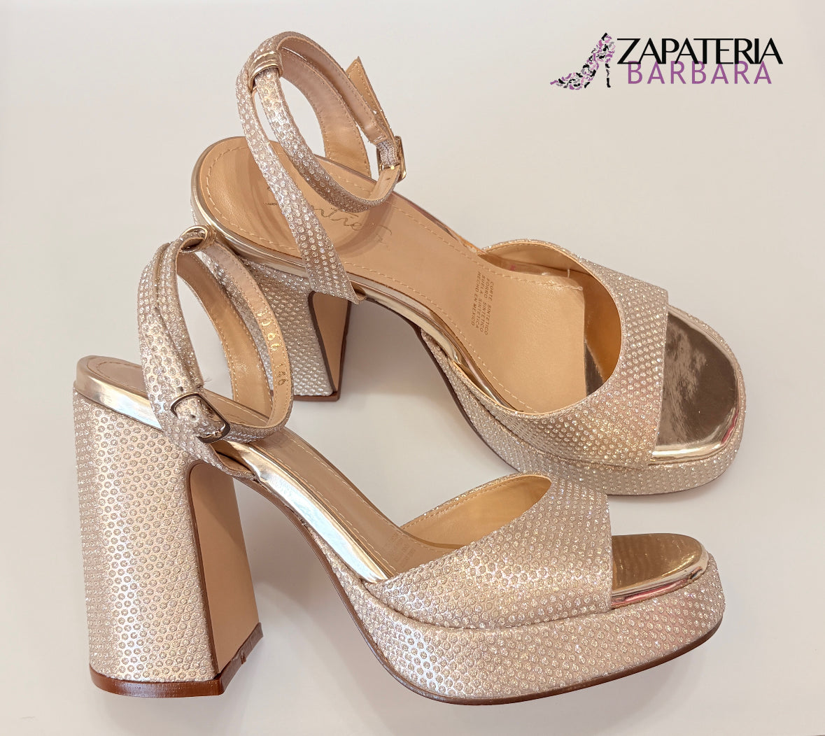 ZAPATILLA 146 SENTIES CANDY BRILLOS ORO 10CM