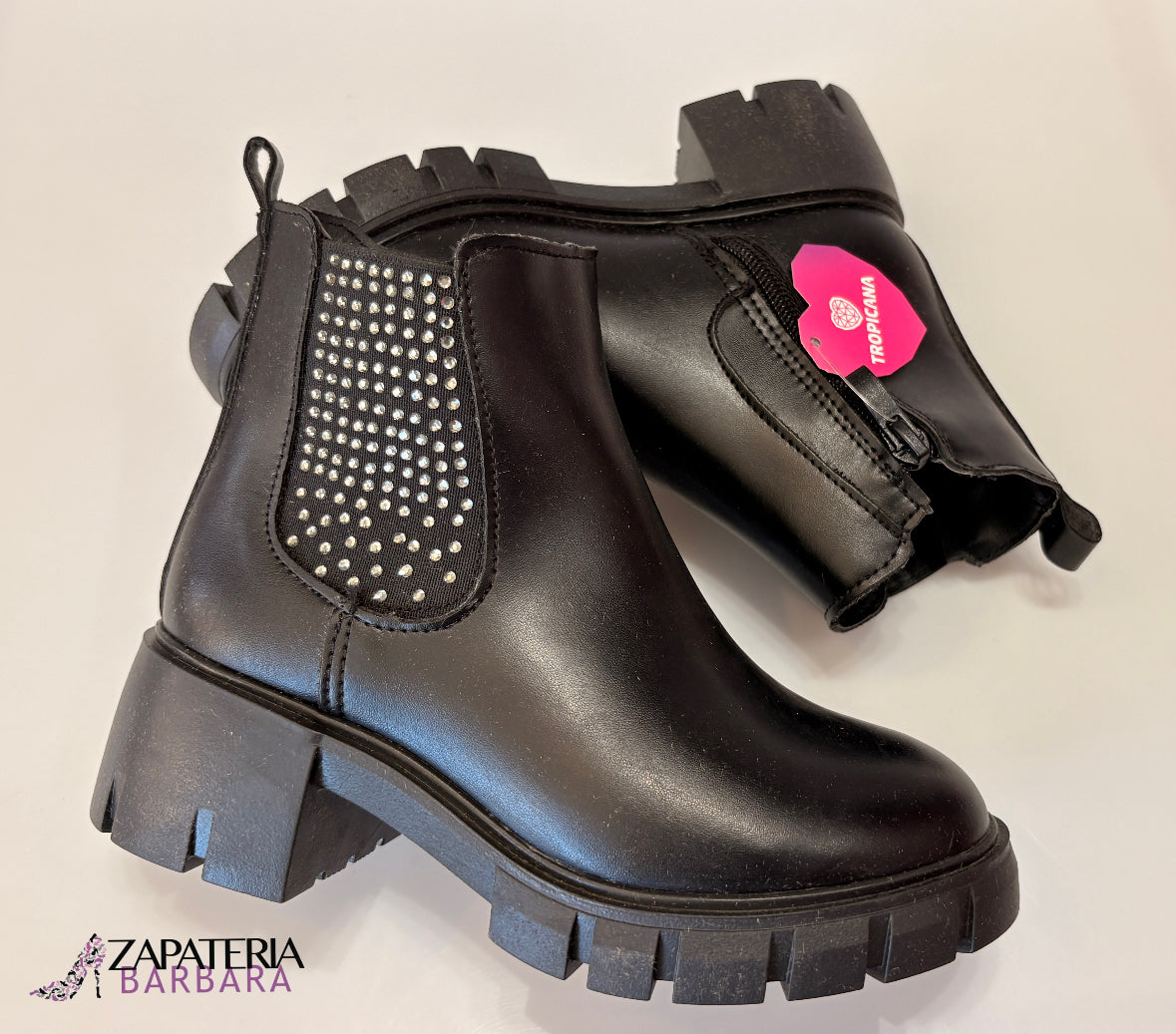 BOTIN PISO 890018 TROPICANA NEGRO PIEDRAS BRILLOSAS