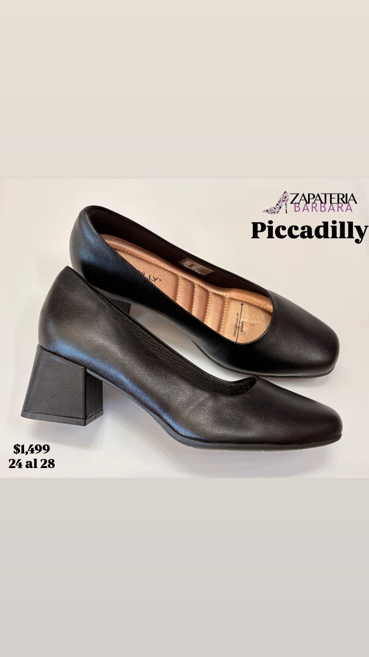 ZAPATILLA CERRADA PICCADILLY 748034 CUADRADA NEGRO