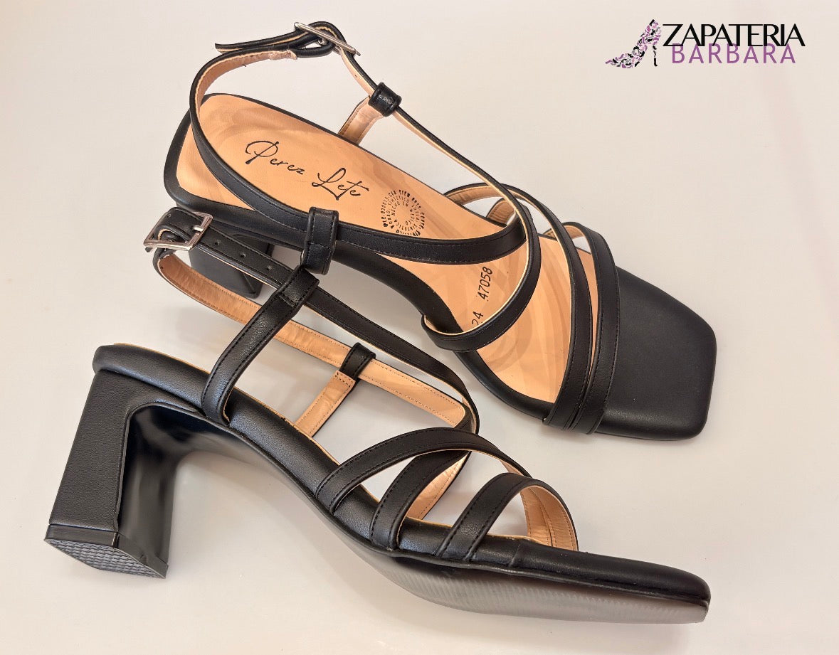 ZAPATILLA PEREZ LETE 47058 NEGRA TIRAS