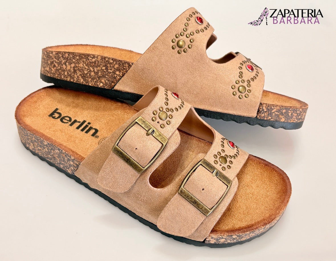 SANDALIA DOBLE HEBILLA 923839 BERLIN CAMEL RED
