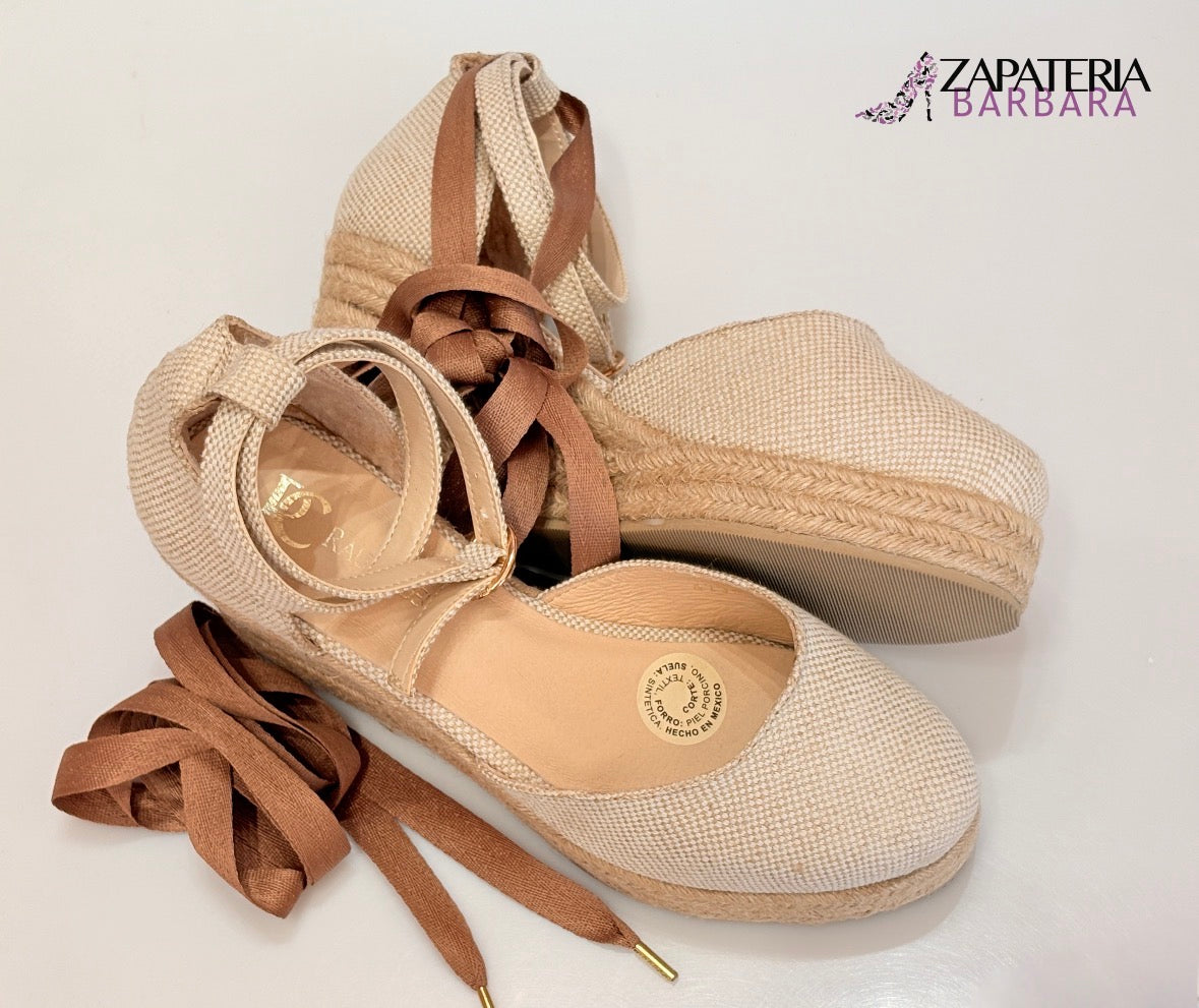 ALPARGATA 4256 RAUL COSS YUTE NATURAL FORRO PIEL CINTA Y CORREA