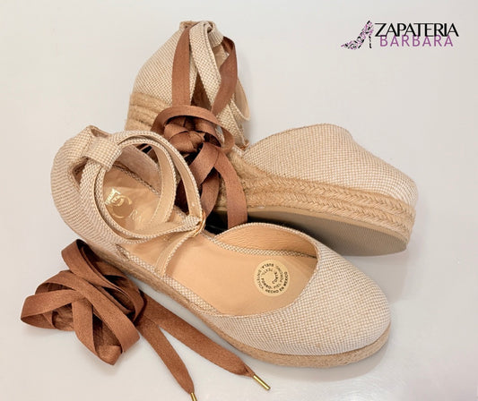ALPARGATA 4256 RAUL COSS YUTE NATURAL FORRO PIEL CINTA Y CORREA
