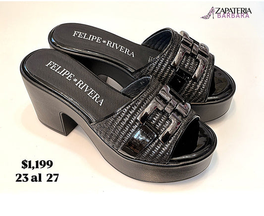 SUECO FELIPE RIVERA 61401 PLATAFORMA NEGRO RAFIA