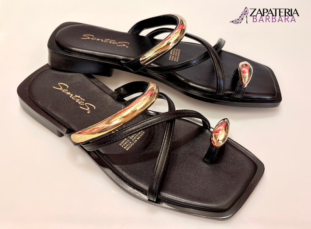 SANDALIA PISO 348 SENTIES JULIETA TIRAS NEGRO