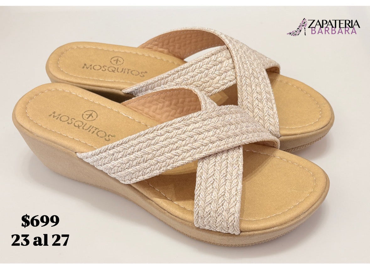 SANDALIA 2309 MOSQUITOS PLATAFORMA YUTE PERLA