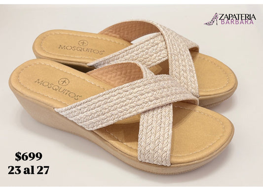 SANDALIA 2309 MOSQUITOS PLATAFORMA YUTE PERLA