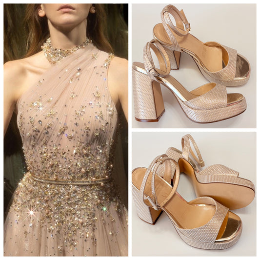 ZAPATILLA 146 SENTIES CANDY BRILLOS ORO 10CM