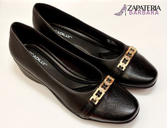 FLAT CONFORT 143235 PICCADILLY NEGRO CON CADENA ORO