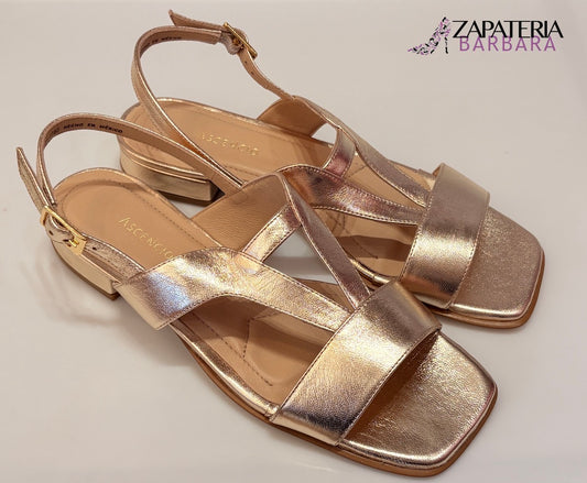 SANDALIA 2993 ASCENCIO TACON BAJO CHAMPAGNE