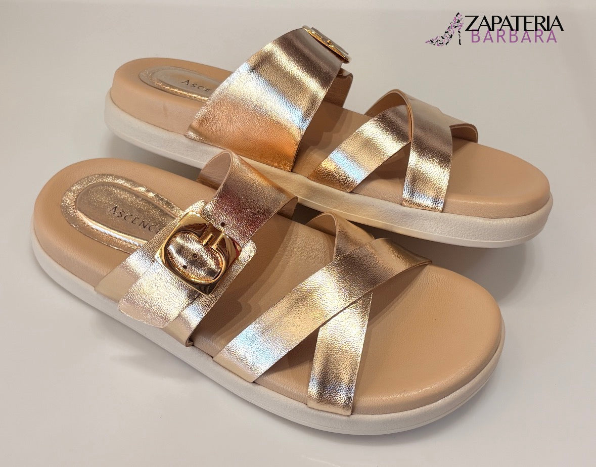 SANDALIA ASCENCIO 26036 CRUZADA CHAMPAGNE