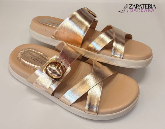 SANDALIA ASCENCIO 26036 CRUZADA CHAMPAGNE