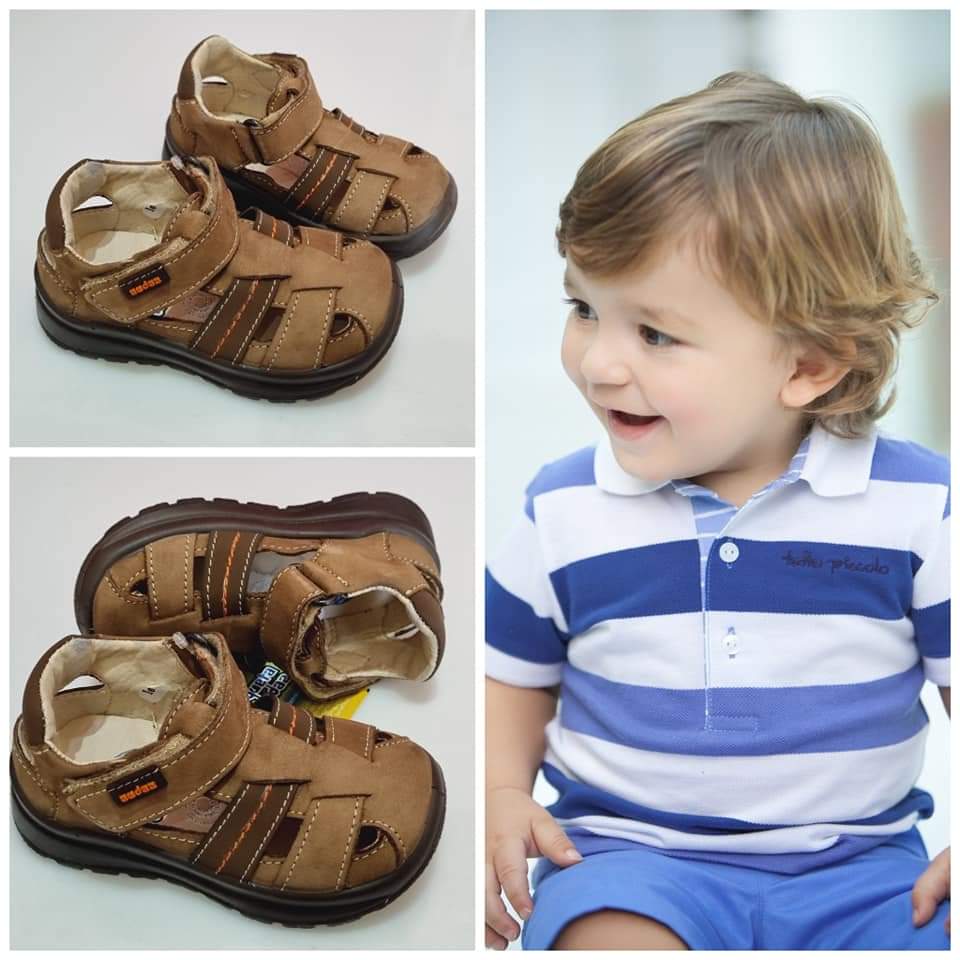 HUARACHE NIÑO 169800 AUDAZ CAFE CLARO CERRADO CON VELCRO