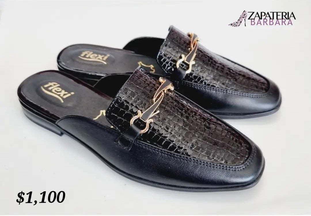 MOCASIN FLEXI 126603 DESTALONADO NEGRO CROCO