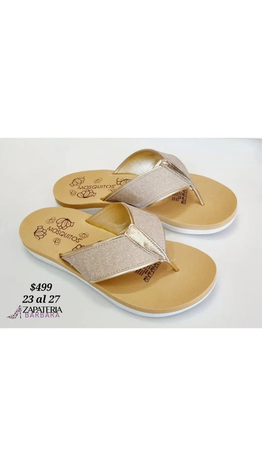 SANDALIA MOSQUITOS 5413 ORO BRILLOSA