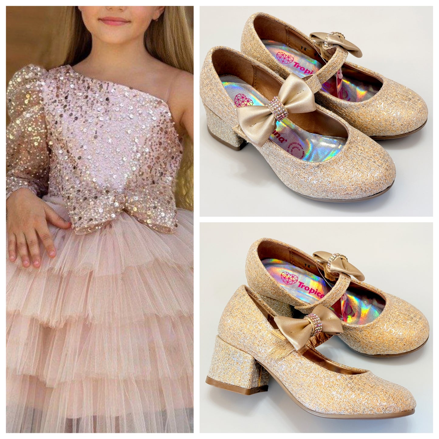 ZAPATITOS DE FIESTA CON TACON 941004 TROPICANA ORO