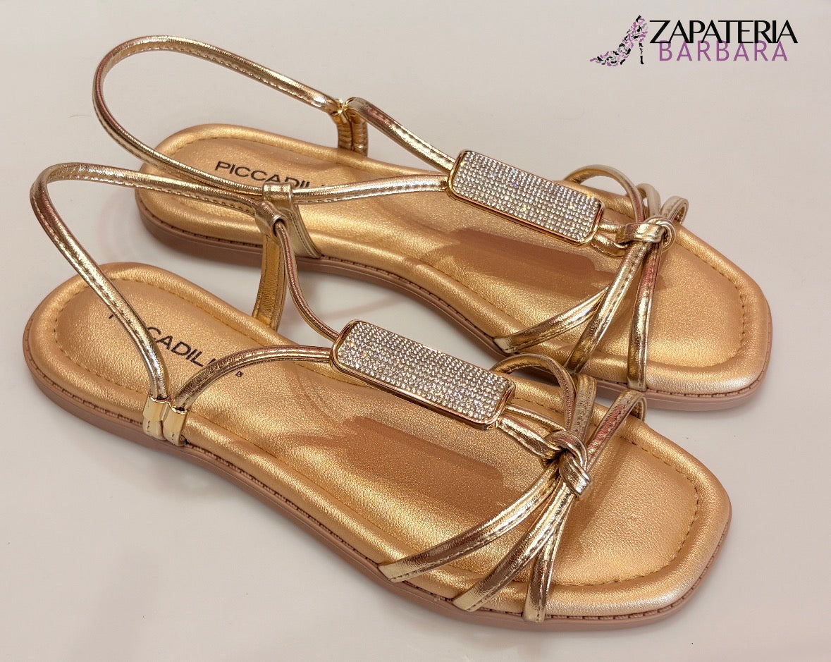 SANDALIA 508065 PICADA TIRAS ORO