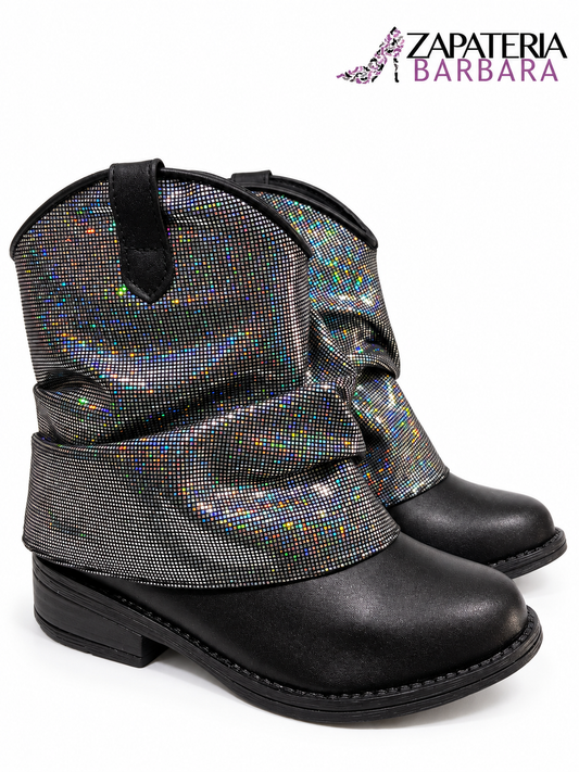 Botin Vaquero 990015 Vavito Niña Negro Tornasol