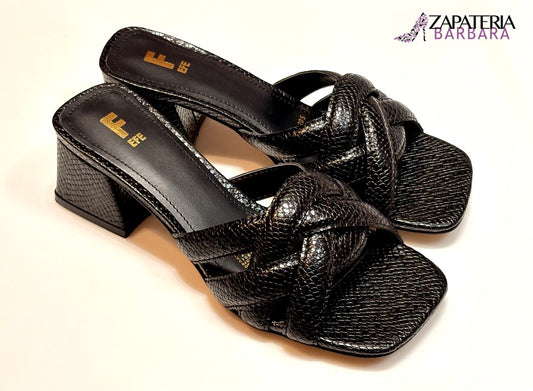 SANDALIA TACON 262205 EFE WAY PIEL COBRA NEGRO
