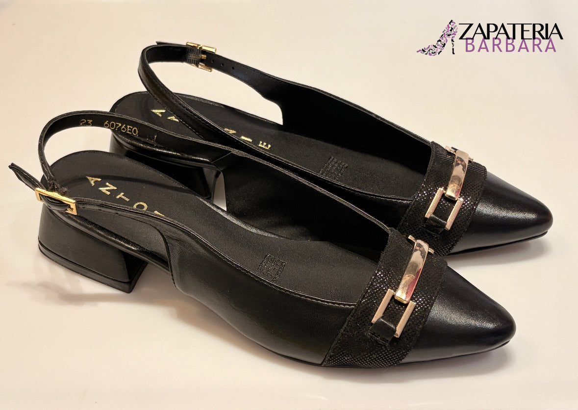 FLAT ANTONIE 6076 MINI TACON NEGRO CON HEBILLA