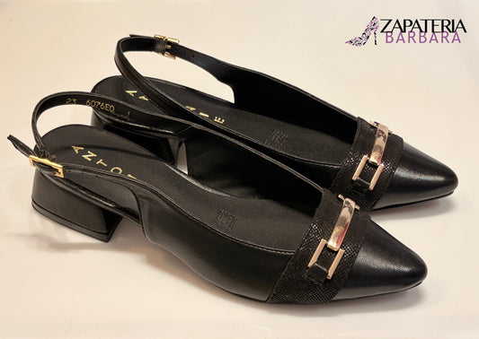 FLAT ANTONIE 6076 MINI TACON NEGRO CON HEBILLA
