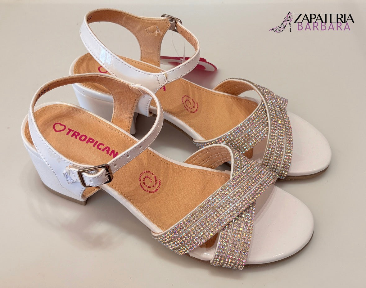 ZAPATILLA NIÑA 592008 TROPICANA CHAROL BLANCO