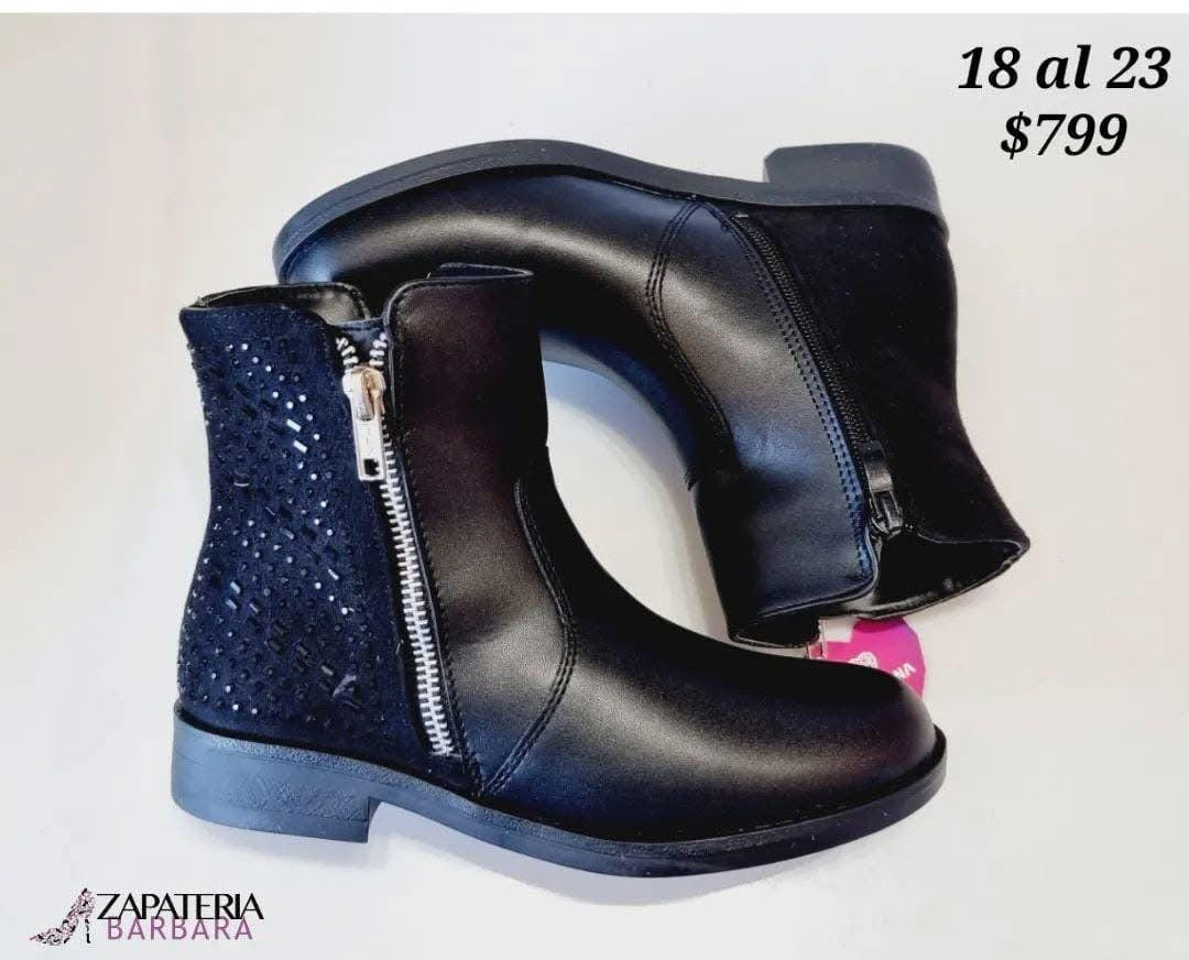 BOTIN NIÑA TROPICANA 350012 NEGRO BRILLOS C/CIERRE
