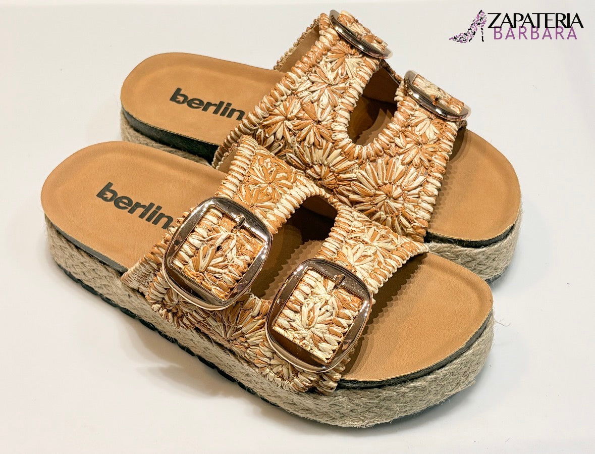 SANDALIA PLATAFORMA 927430 RAFIA/YUTE DOS HEBILLAS