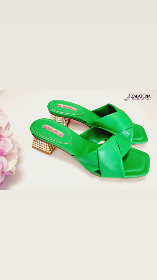 SANDALIA 237403 EFE EGIPTO VERDE TREBOL TACON MINI ORO