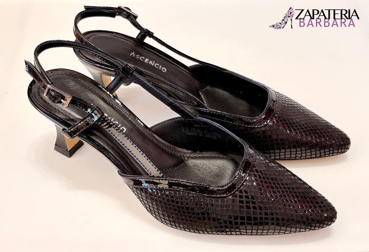 ZAPATILLA 26183 ASCENCIO PIEL DESTALONADA NEGRO