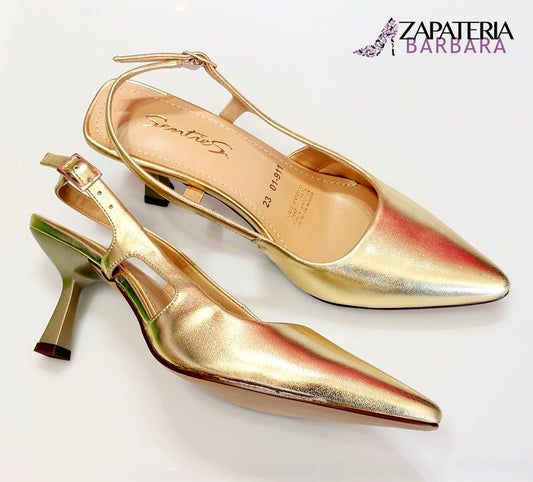 ZAPATILLA PUNTAL 911 SENTIES ORO METALICO