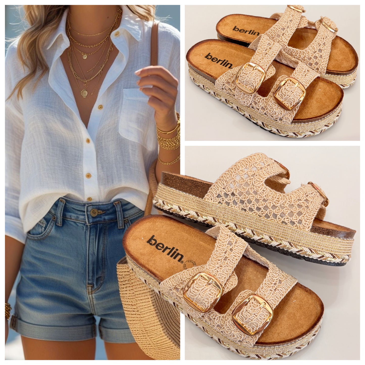 SANDALIA 923840 BERLIN DIAMOND TEJIDO BEIGE