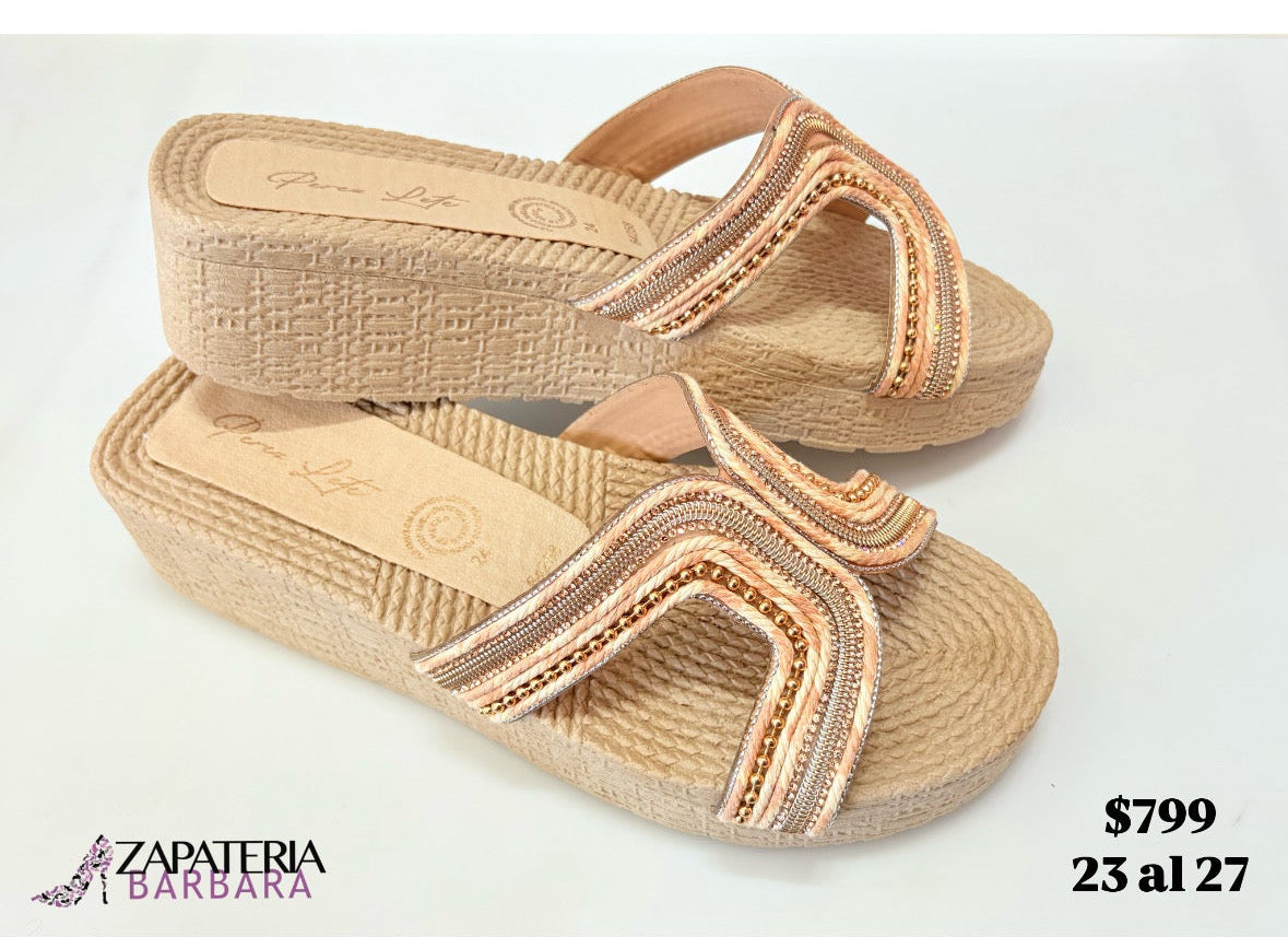 SANDALIA 64258 PEREZ LETE CHINELA CHARA ORO