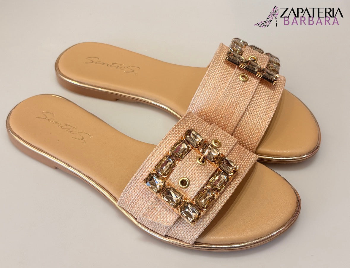 SANDALIA 359 SENTIES NATURAL CON BROCHE