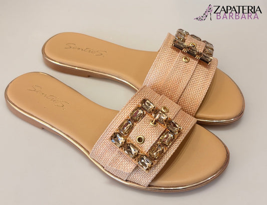 SANDALIA 359 SENTIES NATURAL CON BROCHE
