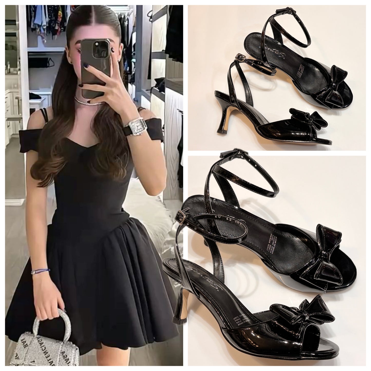 ZAPATILLA 364 SENTIES NEGRO CH MOÑO 6CM