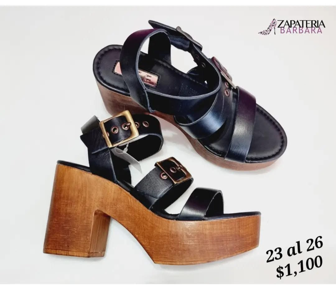 SANDALIA DE PIEL CON TACON 337102 EFE ADELA NEGRO
