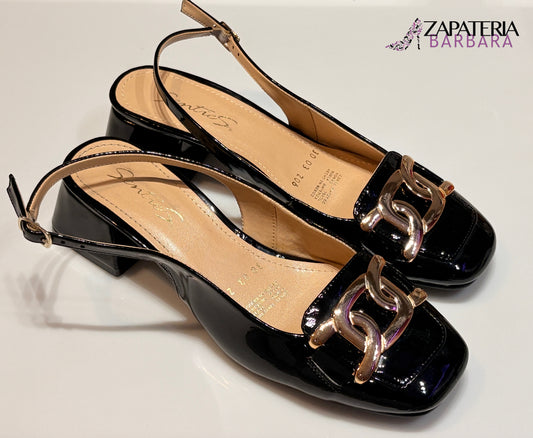 FLAT DESTALONADA 3206 SENTIES CHAROL NEGRO