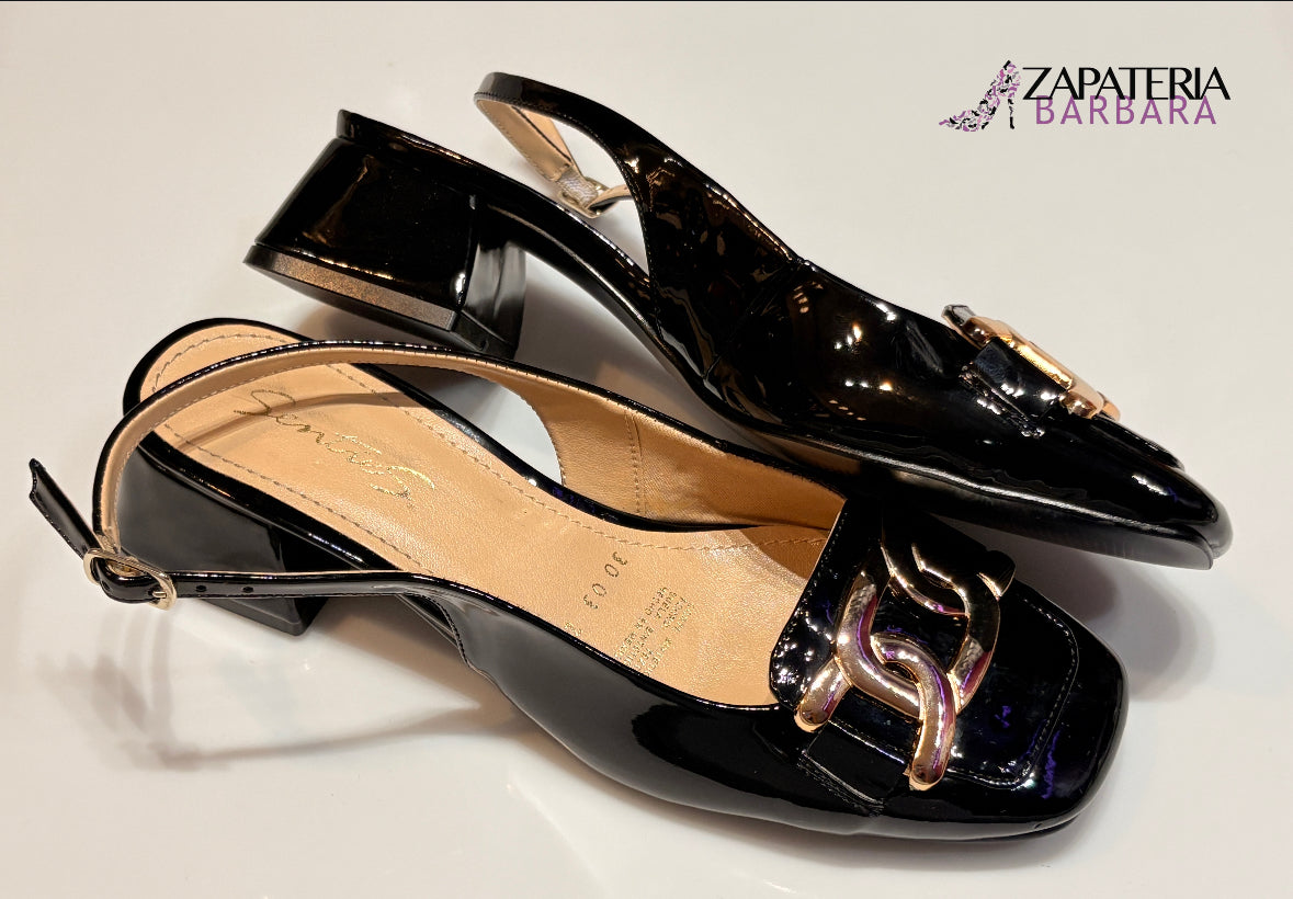 FLAT DESTALONADA 3206 SENTIES CHAROL NEGRO