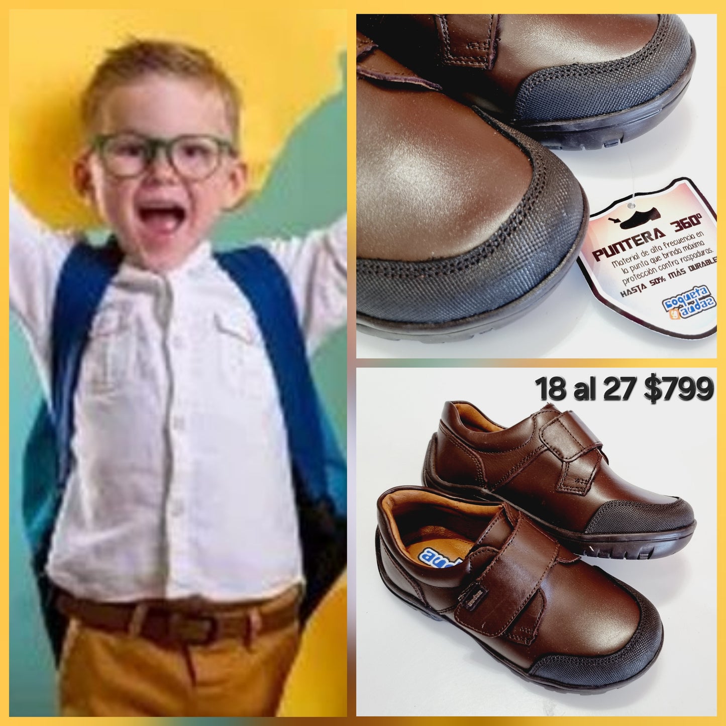 ZAPATO ESCOLAR 80606 AUDAZ ANTIRRASPONES CAFE