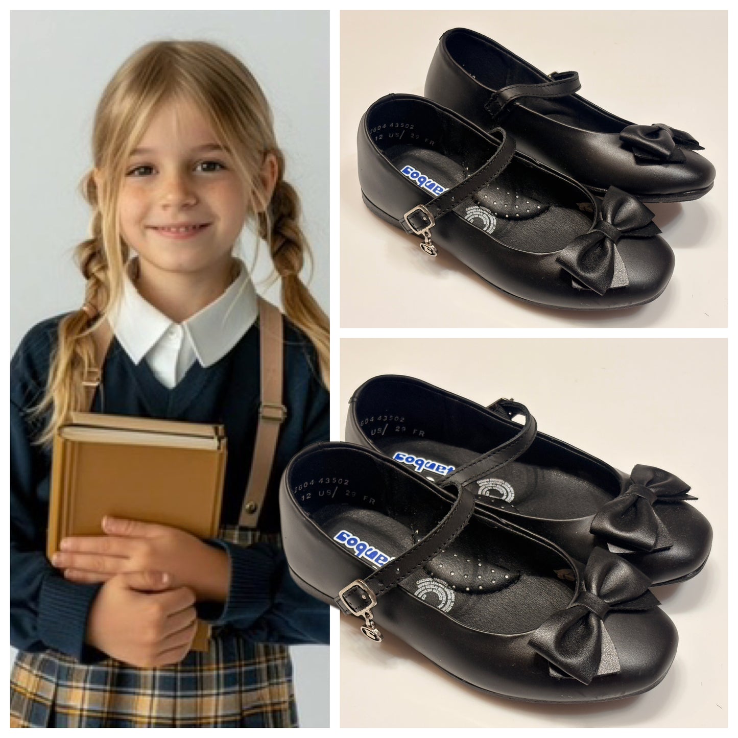 ZAPATO CON MOÑO 43502 COQUETA PIEL NEGRO