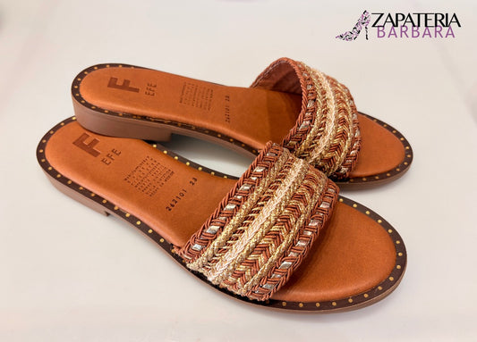 SANDALIA 262101 EFE FISHER YUTE CAFE/ORO