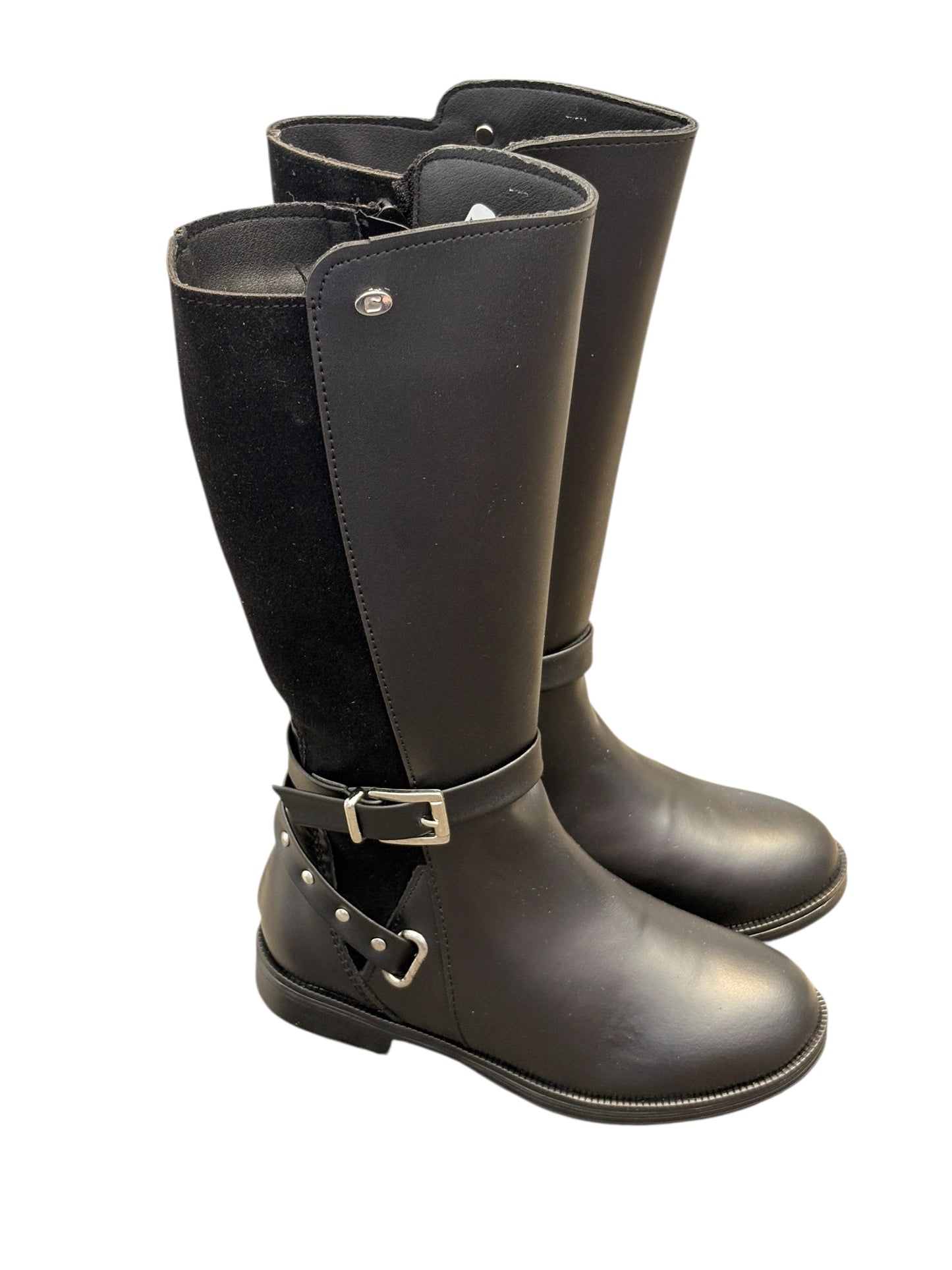 BOTA NIÑA 92917 TUBO LARGO PIEL NEGRO COQUETA