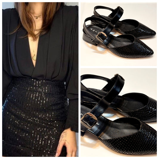 FLAT MINI TACON 6024 ANTONIE PIEL CASCABEL NEGRO