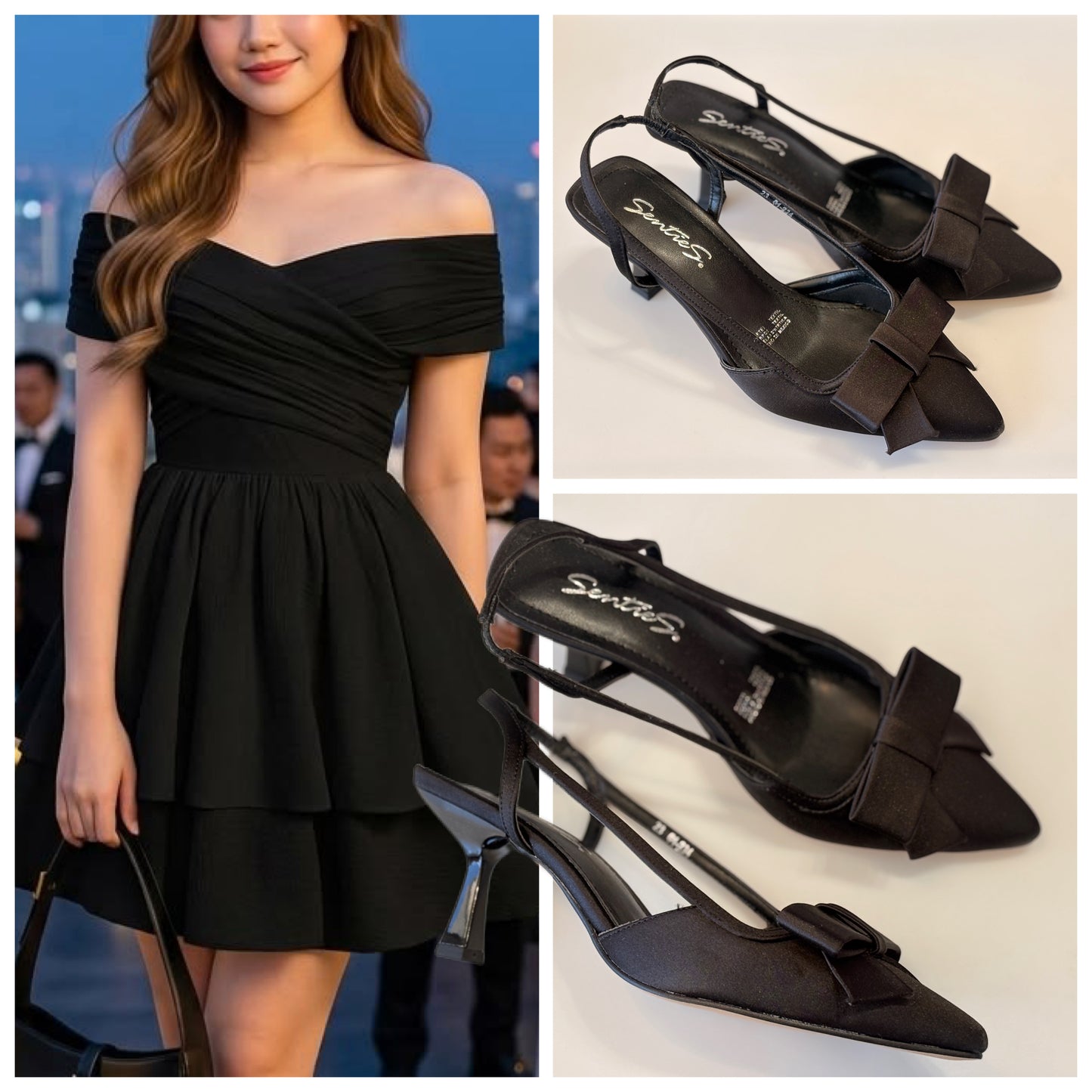 ZAPATILLA CERRADA 01-234 SENTIES RAZO MOÑO NEGRO