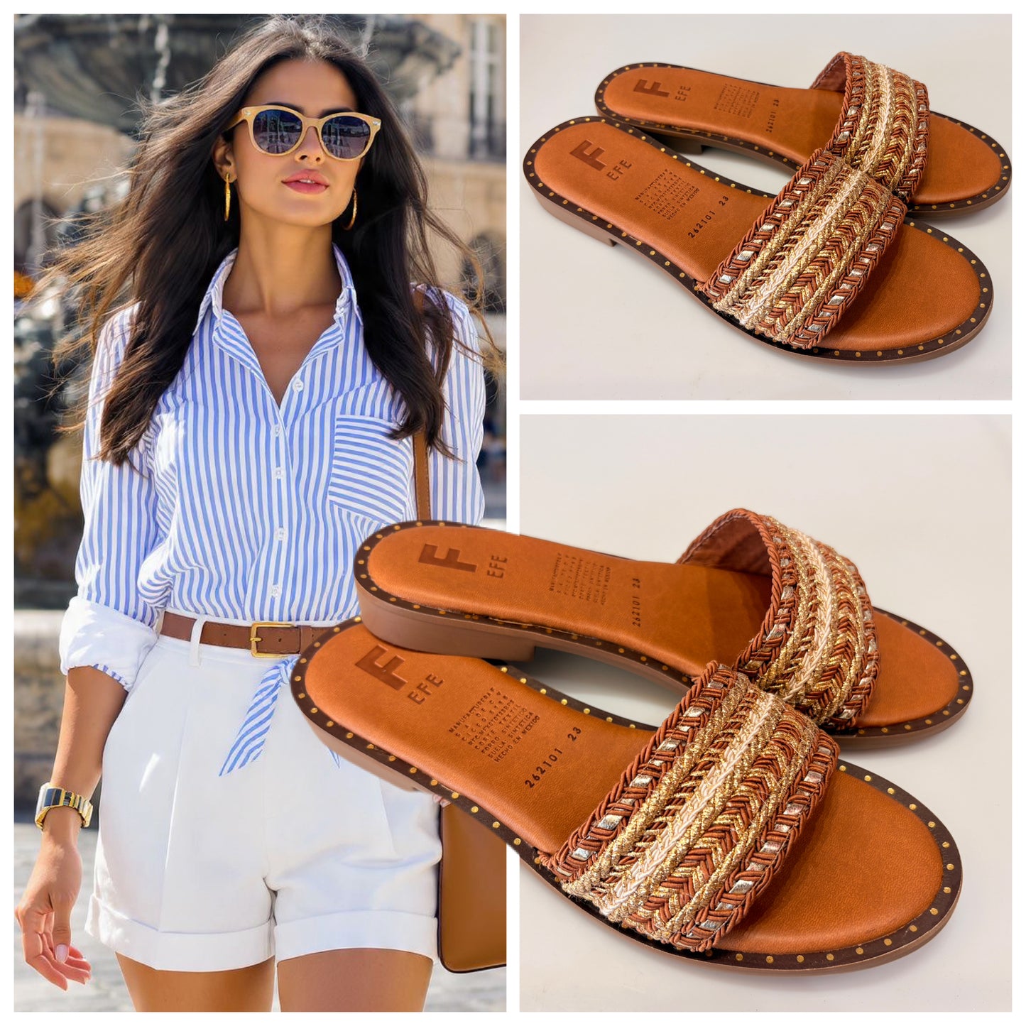 SANDALIA 262101 EFE FISHER YUTE CAFE/ORO