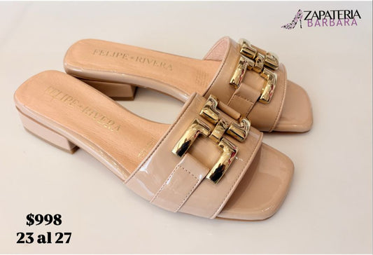 SANDALIA C/TACON FELIPE RIVERA 60910 CHAROL CAMEL